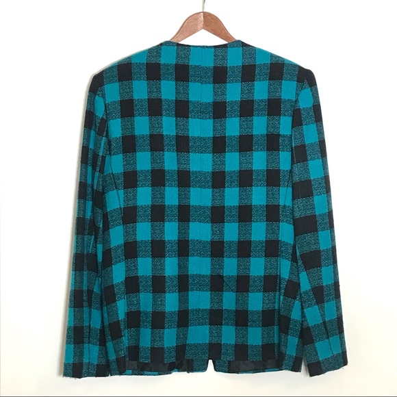 Vintage JOAN LESLIE Gingham Print Button Up Jacket - Picture 3 of 4